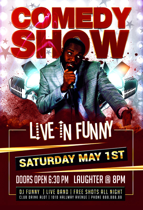 Funny Comedy Show Flyer Psd Template