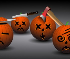 Funny halloween pumpkin vector set