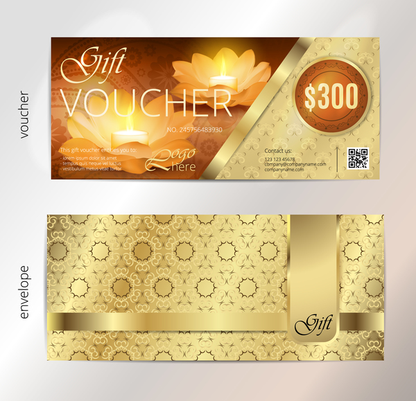 Golden diwali festival gift voucher vector template 01