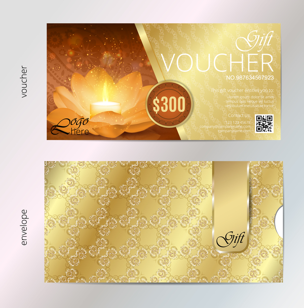 Golden diwali festival gift voucher vector template 02