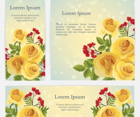 Golden rose banner with card template vector