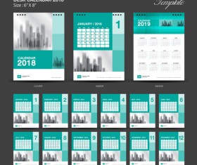 Green Desk Calendar 2018 vector template
