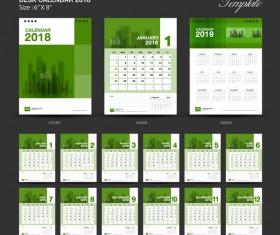 Green Desk Calendar 2018 year vector material