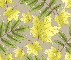 Green autumn leaves pattern vectors