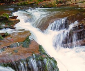 Green moss waterfall Stock Photo
