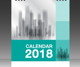 Green vertical desk calendar 2018 cover template vector