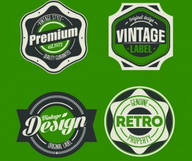 Green with black vintage labels vector material