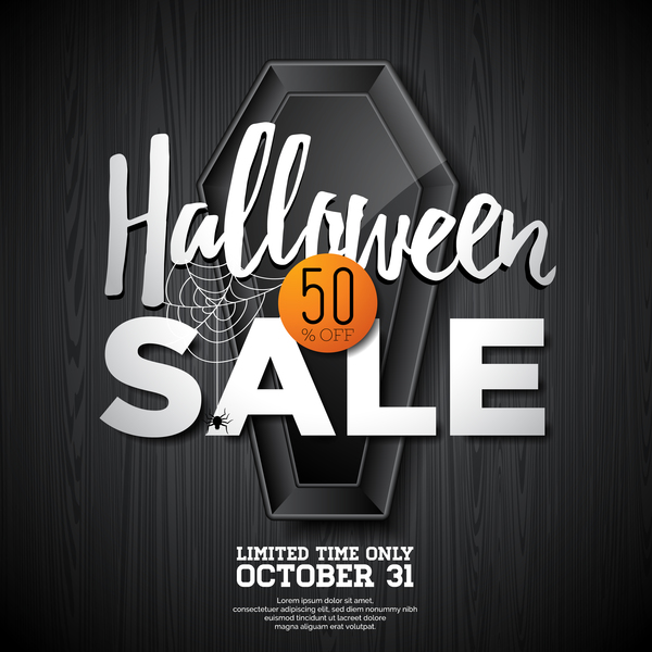 Halloween sale background black vector 02