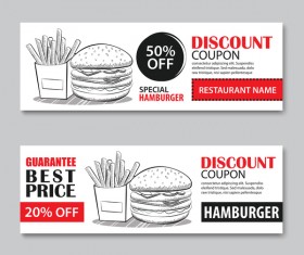 Hamburgers discount banner vector 02