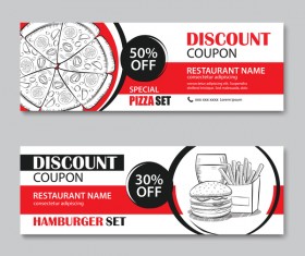 Hamburgers with pizza discount banner vector 01