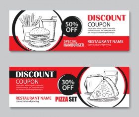 Hamburgers with pizza discount banner vector 02