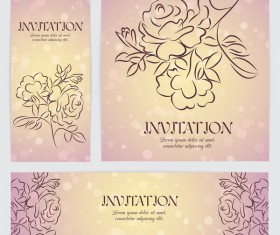 Hand drawn flower banner with card template vector