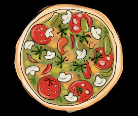 Hand drawn pizza vector illustration