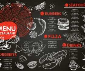 Hand drawn seafood menu template vector 07