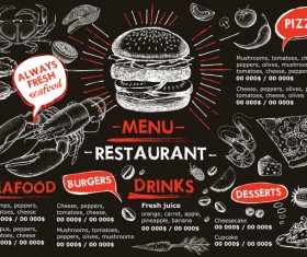 Hand drawn seafood menu template vector 09