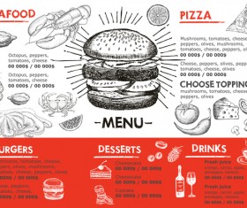 Hand drawn seafood menu template vector 10