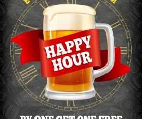 Happy Hour beer poster template vector 02