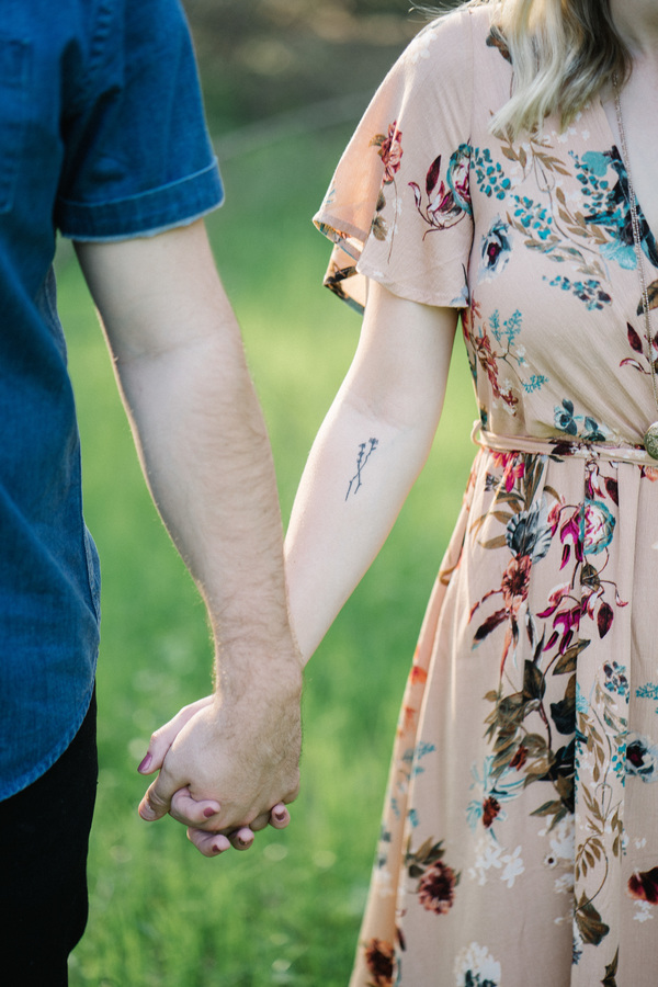 Happy caucasian couple with hand in hand Stock Photo