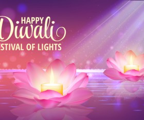 Happy diwali with festival of light background vector 01