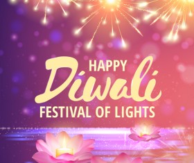 Happy diwali with festival of light background vector 02