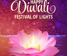 Happy diwali with festival of light background vector 03