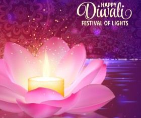 Happy diwali with festival of light background vector 05