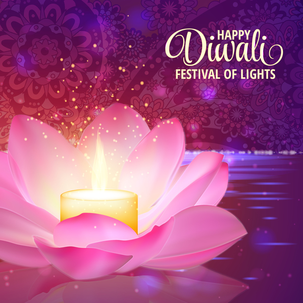 Happy diwali with festival of light background vector 05