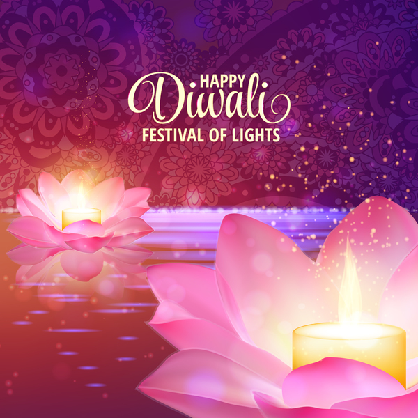 Happy diwali with festival of light background vector 06