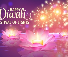 Happy diwali with festival of light background vector 07