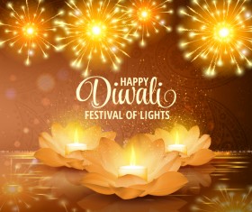 Happy diwali with festival of light background vector 11