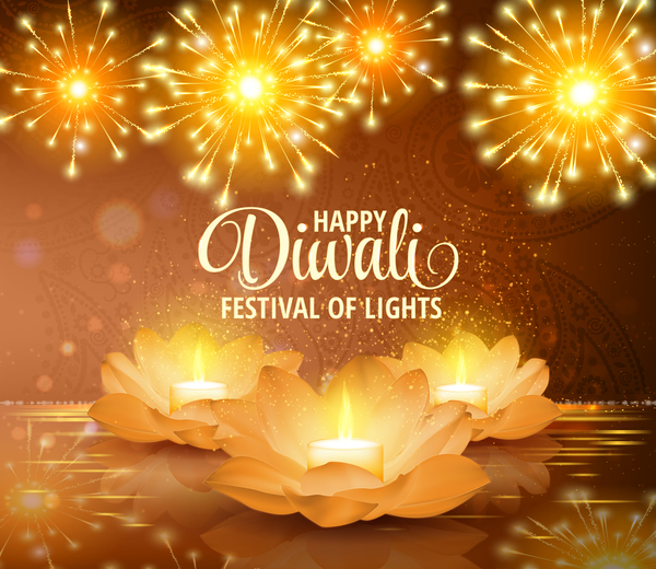 Happy diwali with festival of light background vector 11