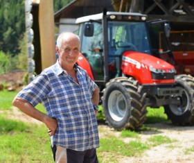 Happy farmer Stock Photo