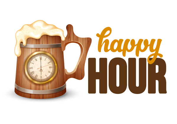Happy hour beer background vector