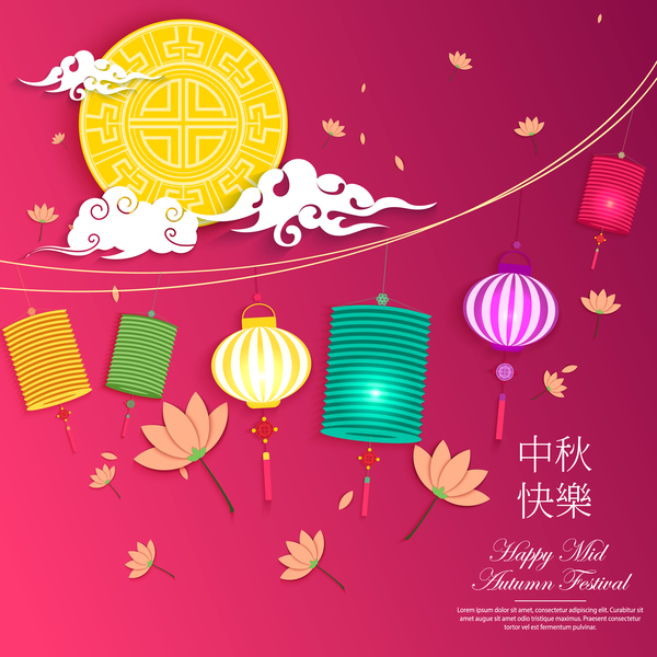 Free Vector  Mid autumn festival paper style background