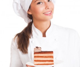 Holding the cake baker Stock Photo