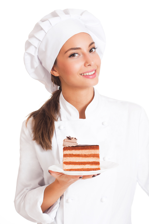 Holding the cake baker Stock Photo