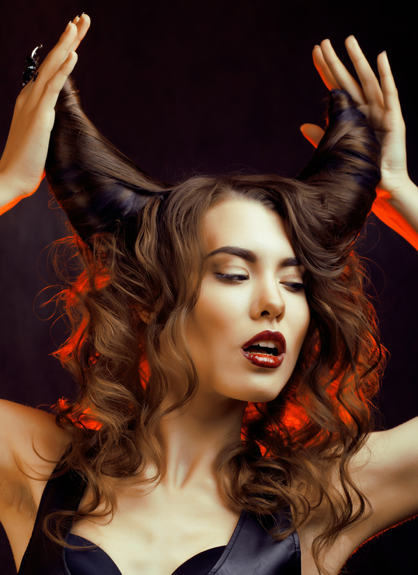 horns hairstyle wild girl stock photo 01 free download