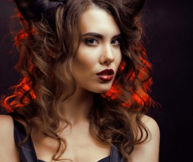 Horns hairstyle wild girl Stock Photo 07