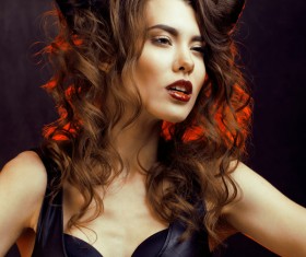 Horns hairstyle wild girl Stock Photo 10