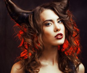 Horns hairstyle wild girl Stock Photo 12
