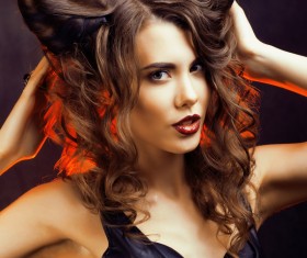Horns hairstyle wild girl Stock Photo 13