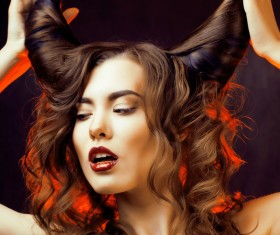 Horns hairstyle wild girl Stock Photo 14