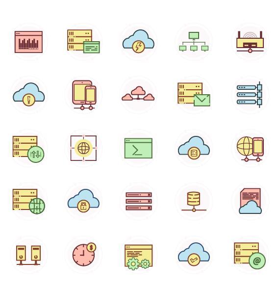 Hosting web icons vector 02