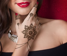 Indian womens hand Mehndi Stock Photo
