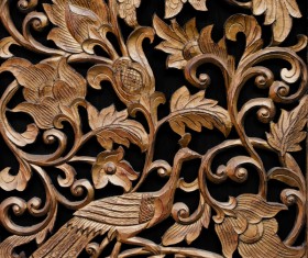 Interior classical wood carvings Stock Photo 01