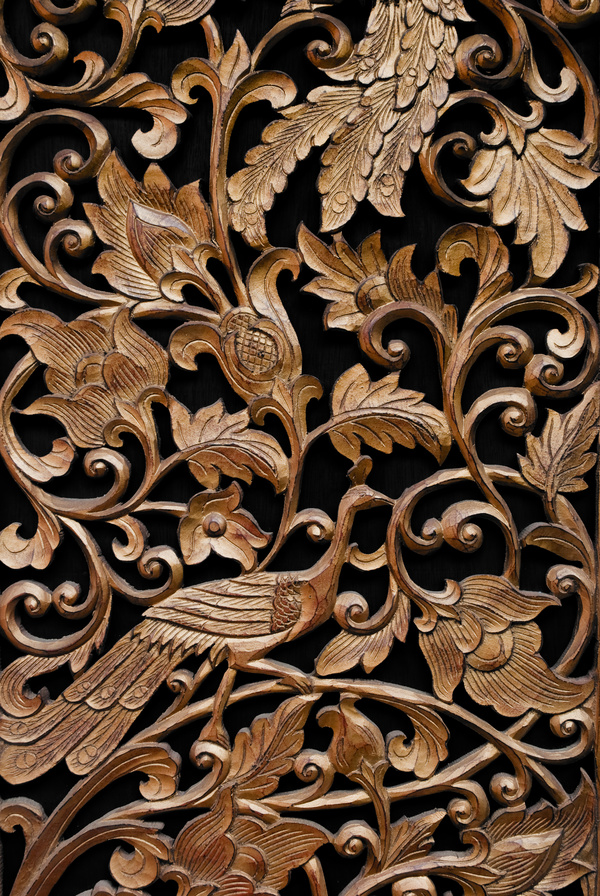 Interior classical wood carvings Stock Photo 01