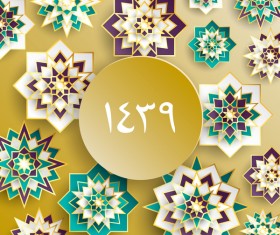 Islamic styles decorative background vector 02