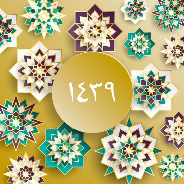 Islamic styles decorative background vector 02