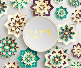 Islamic styles decorative background vector 03