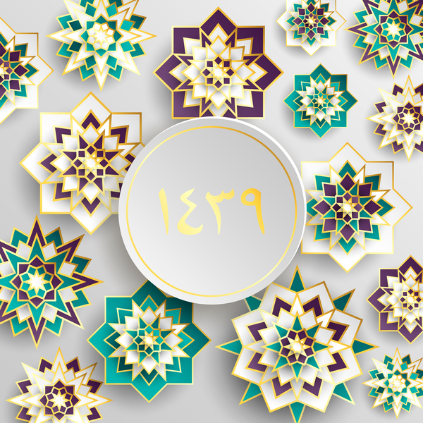 Islamic styles decorative background vector 03